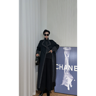 中长款 灰色毛呢大衣女 翻领通勤外套 韩版 Dan