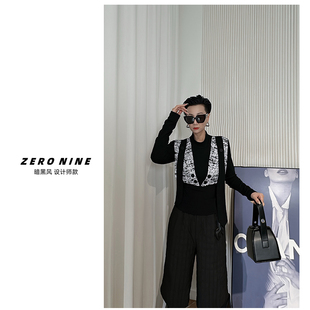 Dan T恤女 拼接马甲假俩件设计感加绒长袖