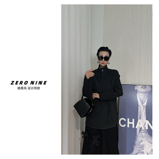 卫衣女 高领长袖 Dan 深灰色中长款