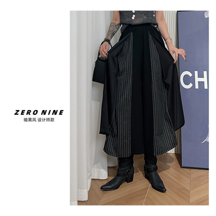 休闲裙裤 子女 条纹拼接假俩件暗黑风裤 Dan