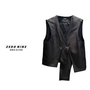 廓形无袖 马甲女 坎肩马夹外套 黑色解构设计感西装 Dan