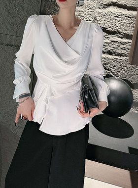 丝光缎面气质衬衫女ins