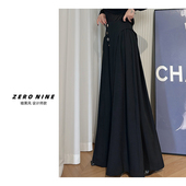 黑色四粒扣打褶甩裤 子女 大版 Dan 阔腿裤