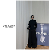 Dan 黑色高领帅气炸街长袖 上衣女