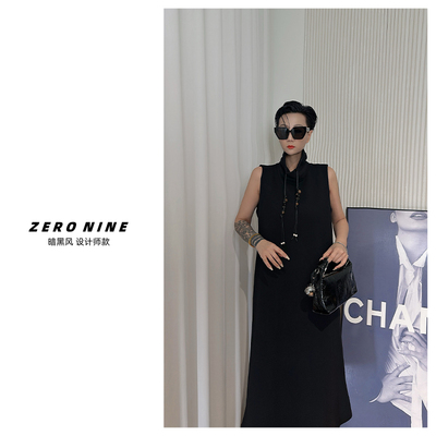 Dan Dan 暗黑风黑色无袖连衣裙女