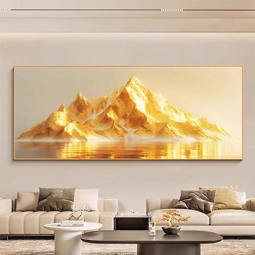 日照金山沙发背景墙装饰画现代简约客厅壁画轻奢大气办公室山水画