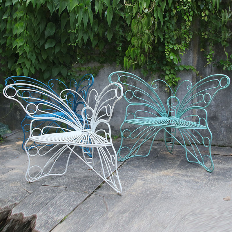 公园椅户外长椅蝴蝶造型靠背椅休闲庭院靠背椅室外花园露台铁艺椅