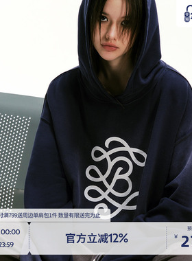 BEASTER白墨印花做旧卫衣男款连帽纯棉重磅美式秋季新款套头上衣