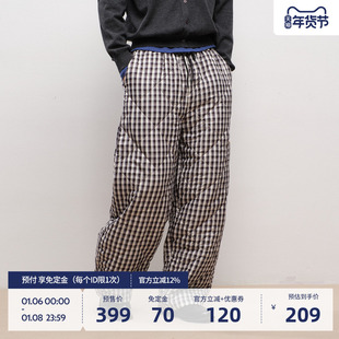BEASTER女士超好看棉裤高档休闲裤男士大口袋格子保暖长裤冬季