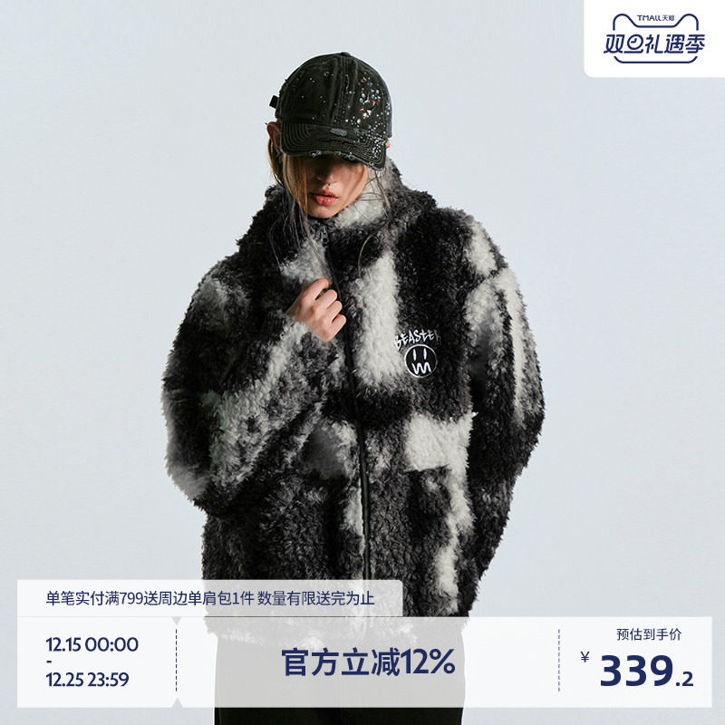BEASTER鬼脸刺绣仿羊羔绒夹克