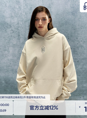 【beaster fe】铁标logo纯棉卫衣男款连帽重磅美式休闲套头上衣