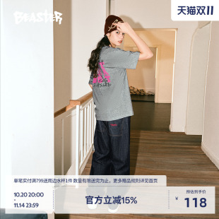 BEASTER字母圆领T恤230g重磅纯棉24春新品 上衣 情侣休闲潮牌短袖