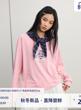 BEASTER美式重磅卡通长袖T恤男女情侣款夏秋新品潮流宽松百搭上衣