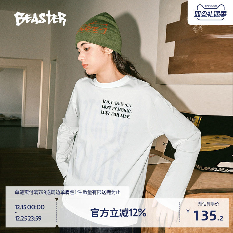 Beaster字母印花纯棉长袖