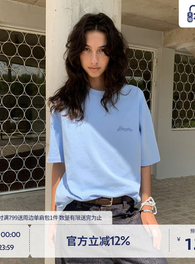 BEASTER亲肤刺绣重磅宽松T恤男女同款情侣百搭纯棉上衣25夏新品