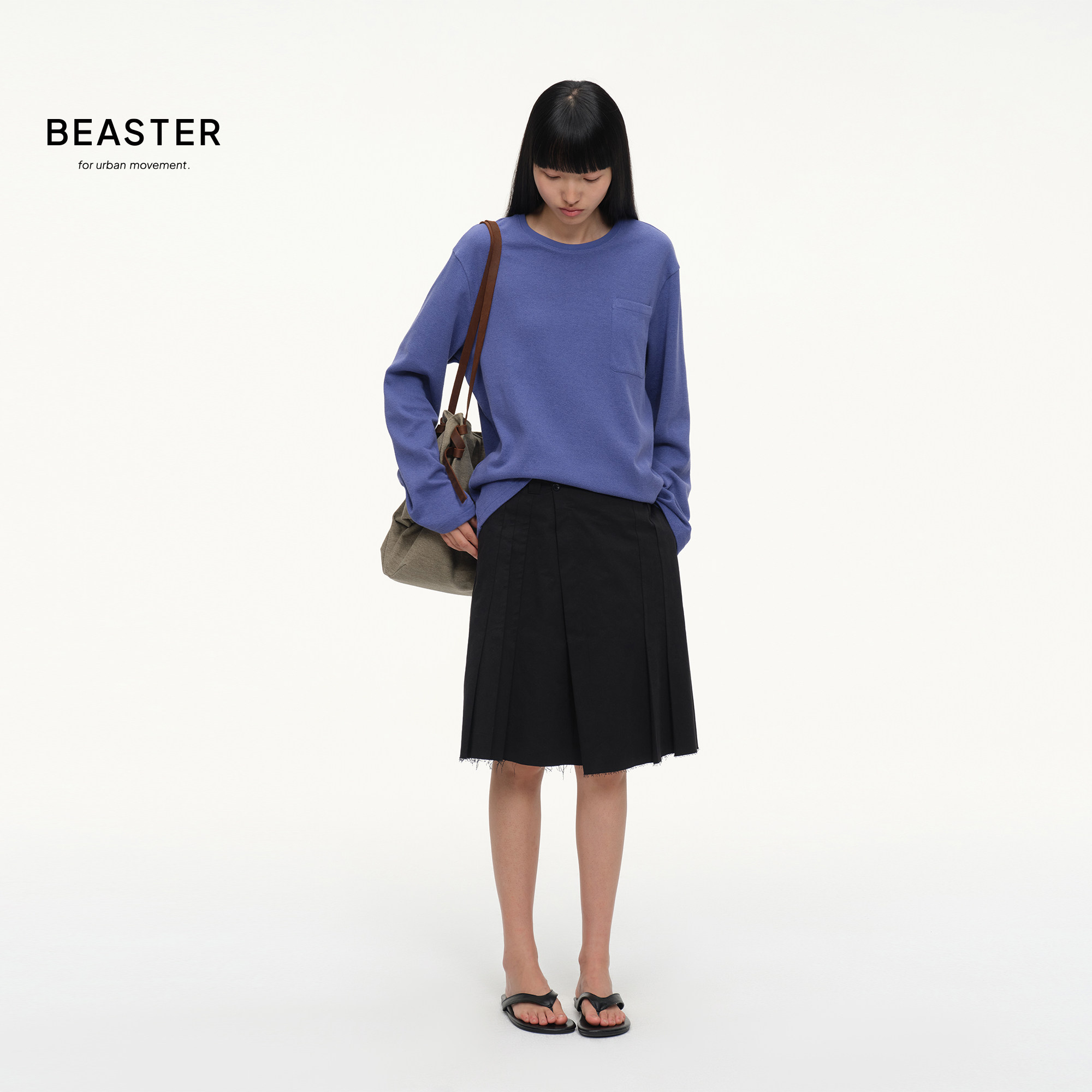 BEASTER「透气细毛巾料」圆领胸袋轻薄毛巾料长袖T恤图片