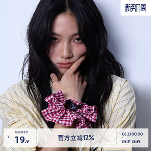 BEASTER复古双层韩系格纹发圈甜美百搭高级感气质发绳头绳