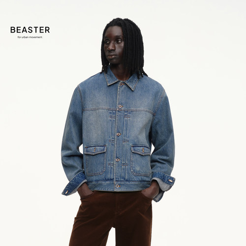 BEASTER「怀旧水洗」翻盖袋工装牛仔夹克