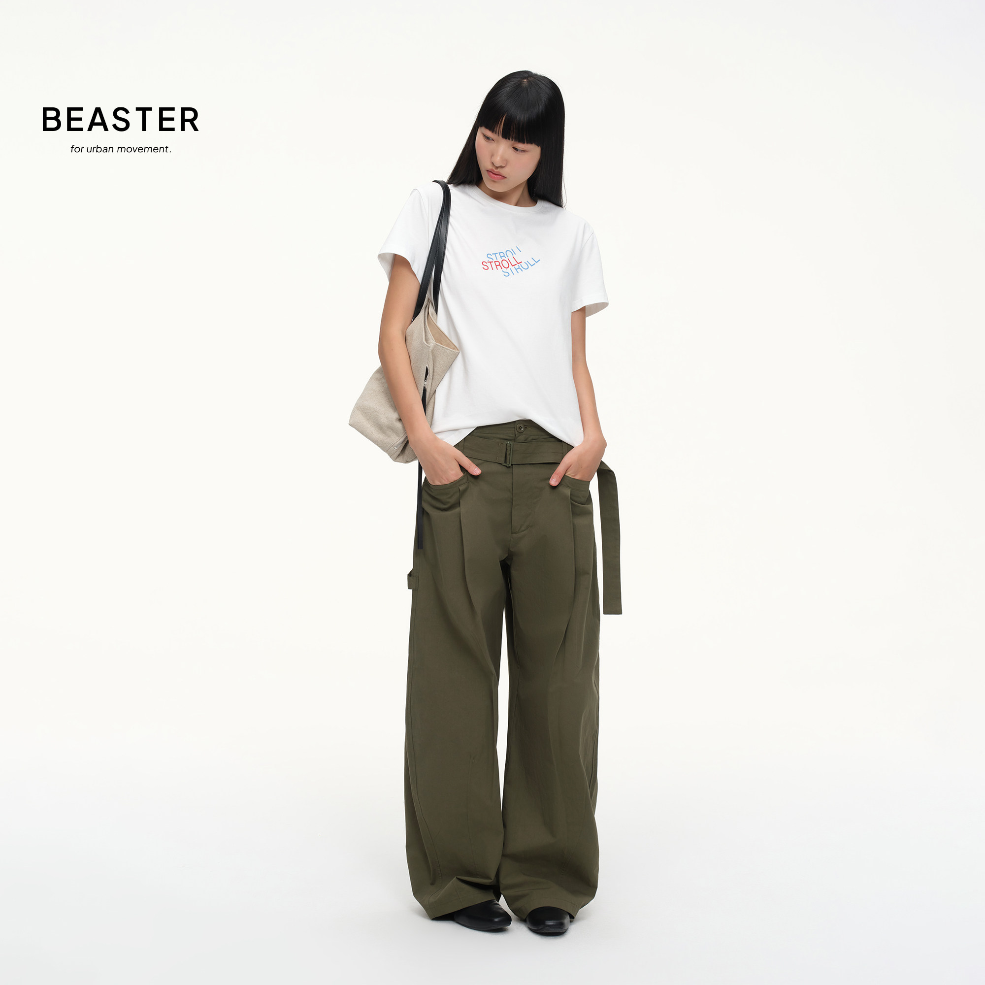 BEASTER「STOLL」美式复古舒适正肩“闲逛”印花短袖图片