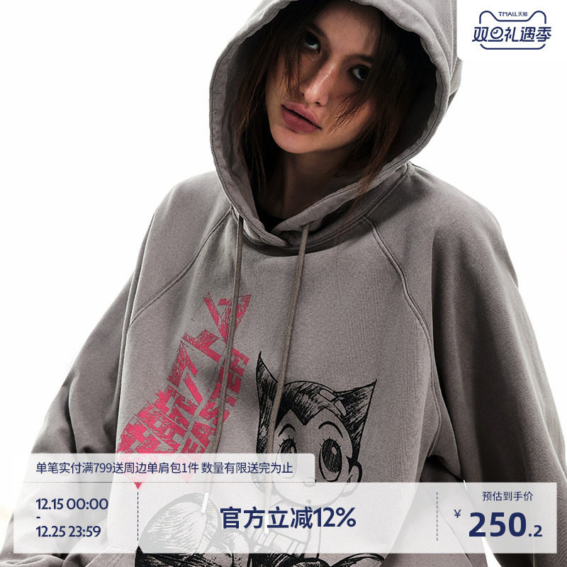 BEASTER做旧水洗复古连帽卫衣