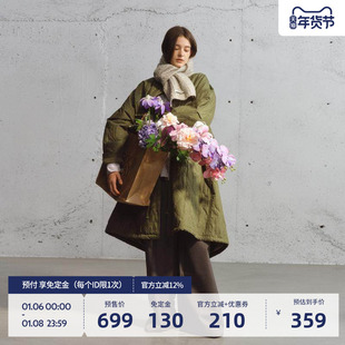 BEASTER军绿色高级感棉服女2025新款中长款保暖棉袄外套冬装男