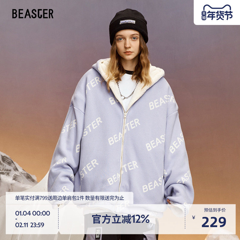 BEASTER鬼脸防风正反连帽仿羊羔绒厚外套男冬季保暖夹克女,男装,夹克,淘宝优惠券,粉丝福利购,淘宝优惠卷