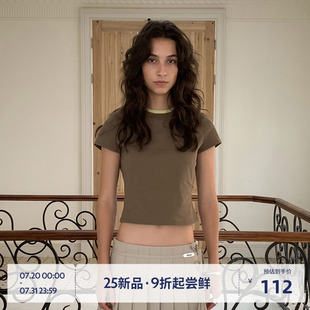 BEASTER重磅舒適修身 T恤女25年夏季 新款 純棉正肩百搭上衣 短袖