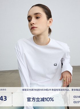 BEASTER亲肤透气印花长袖T恤白色25夏秋新品男女情侣宽松百搭上衣