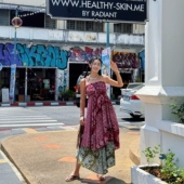 泰国民族风半身裙大象印花异域风度假裙不规则下摆抹胸连衣裙两穿