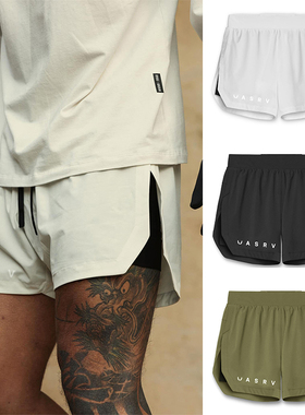 美式健身运动短裤男士速干透气宽松双层内衬防走光户外跑步篮球裤