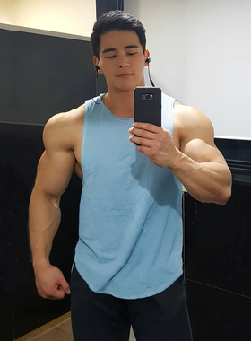 夏季纯色运动无袖Tt恤男士健身衣服肌肉吸汗透气训练兄弟背心坎肩