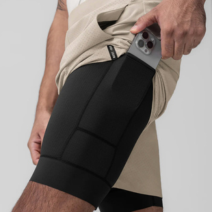 速干透气运动网眼跑步训练器械撸铁双层裤 美式 男 夏季 ASRV健身短裤