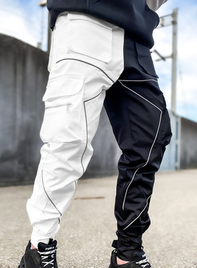 春季肌肉新款运动长裤欧美街头风格嘻哈休闲工装裤子跑步健身裤男
