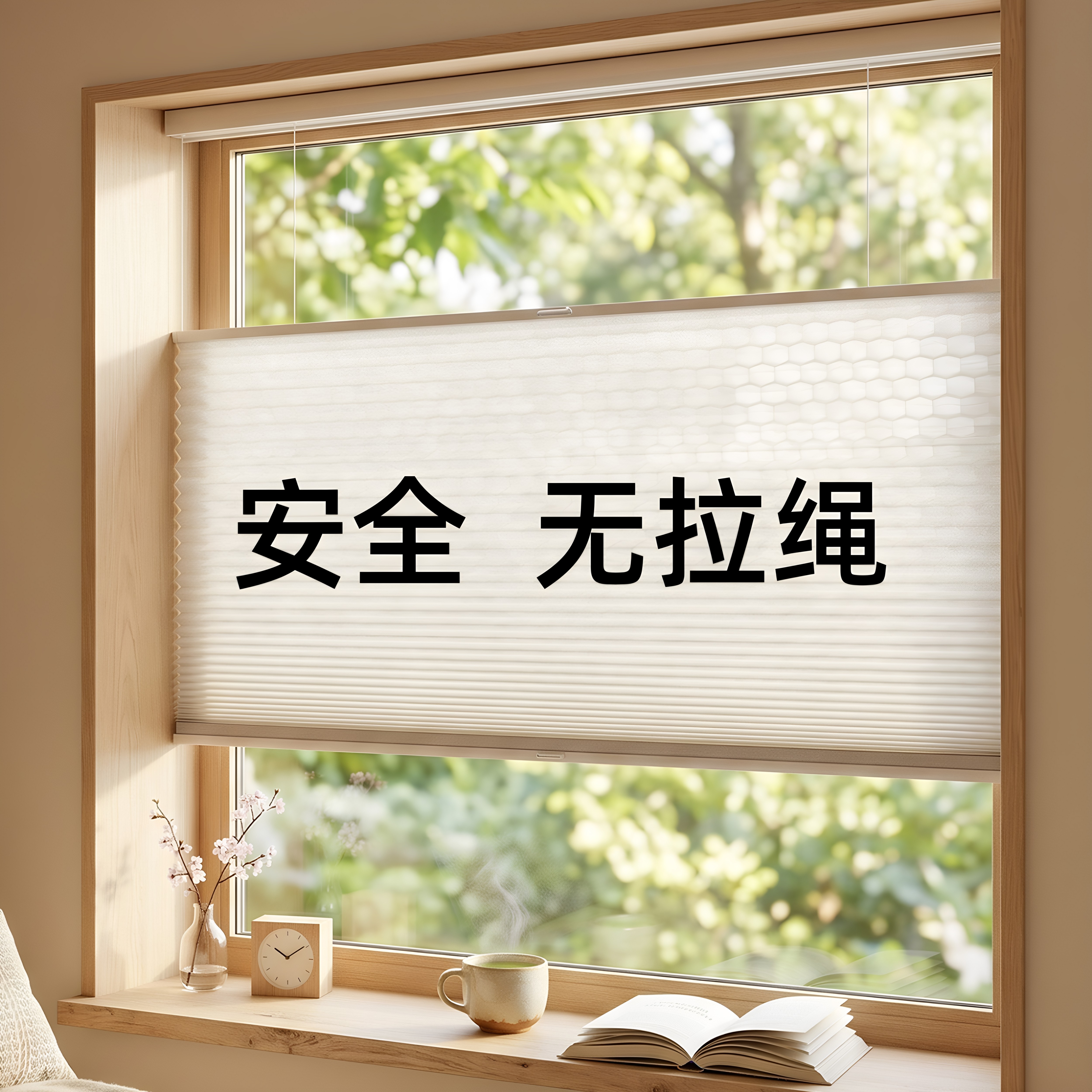 蜂巢帘百叶窗帘卷帘免打孔无绳图片