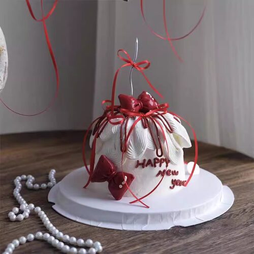 2025新年春节网红烘焙蛋糕装饰ins韩风皮质蝴蝶结丝带插件摆件