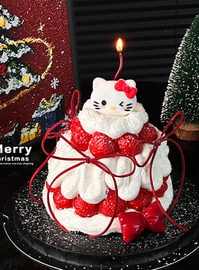2025圣诞节蛋糕装饰卡通软胶KT猫摆件皮质立体蝴蝶结烘焙装扮插件