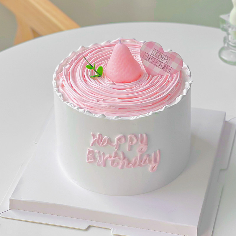 ins风唯美少女心生日蛋糕装饰粉色草莓蜡烛插件网红韩式卡通插牌