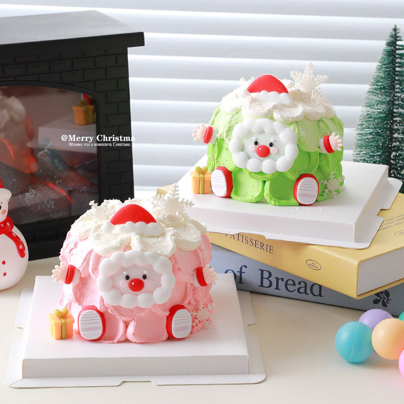 2025圣诞节软胶圣诞老人礼物雪花亚克力平安夜烘焙甜品台装扮插件
