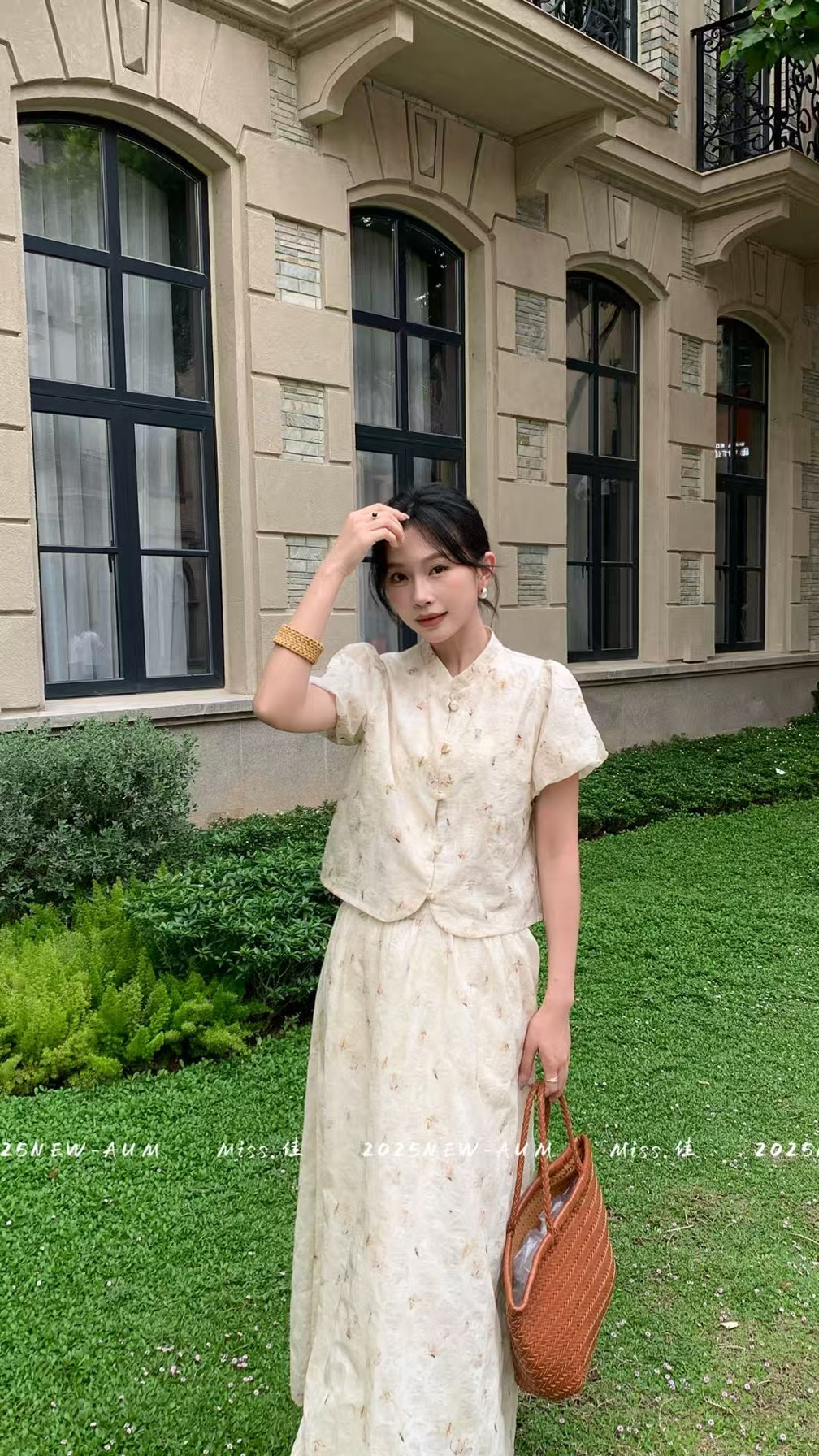 碎花国风新中式套装裙女夏2024新款干练气质端庄流行两件套轻熟风