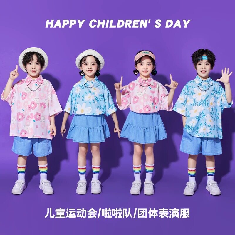 幼儿园毕业照服装夏季儿童花衬衫