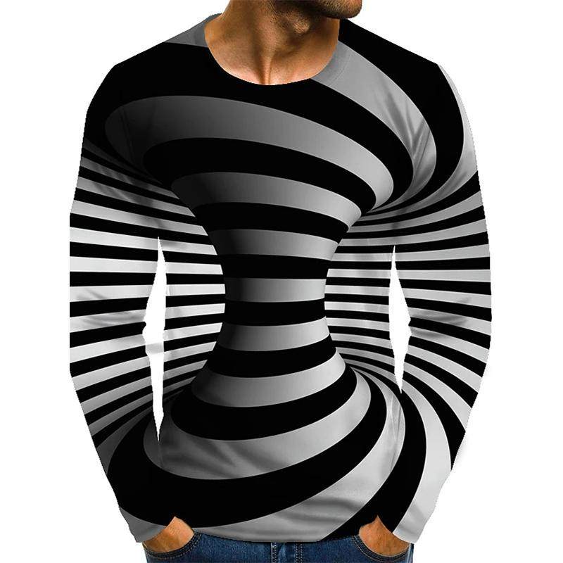 3D digital printing men's long-sleeved T-shirt3D印花男士