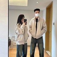 MDAG美式复古羊羔毛加绒加厚立领夹克棉服外套冬季休闲简约情侣款