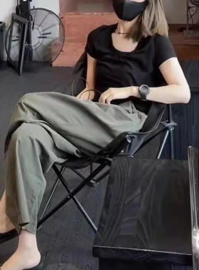 24167大爱美依缘2025夏季新款高级感黑色短袖T恤休闲阔腿裤洋气女