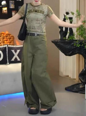 25579大爱美依缘夏季新款洋气字母修身显瘦上衣休闲工装裤女
