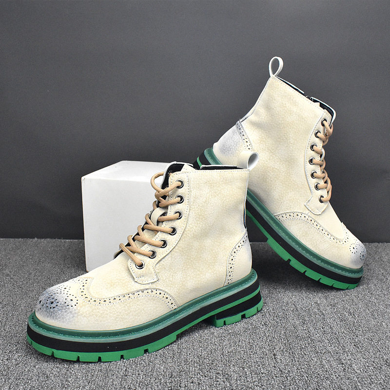BRITISH CHELSEA BOOTS MENS VELVET 2024 WINTER LEATHER CASUAL CARGO BOOTS VERSATILE THICK-SOLED HEIGHTENED MARTIN BOOTS