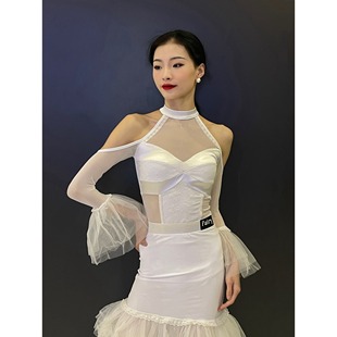 FAIRY舞服上衣训练演出表演服黑色白色仙气075摩登舞上装 服摩登舞