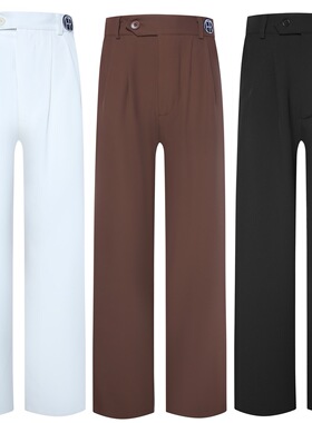 FAIRY舞服直筒粘贴黑白棕拉丁舞下装拉丁舞服拉丁舞裤高端直筒裤