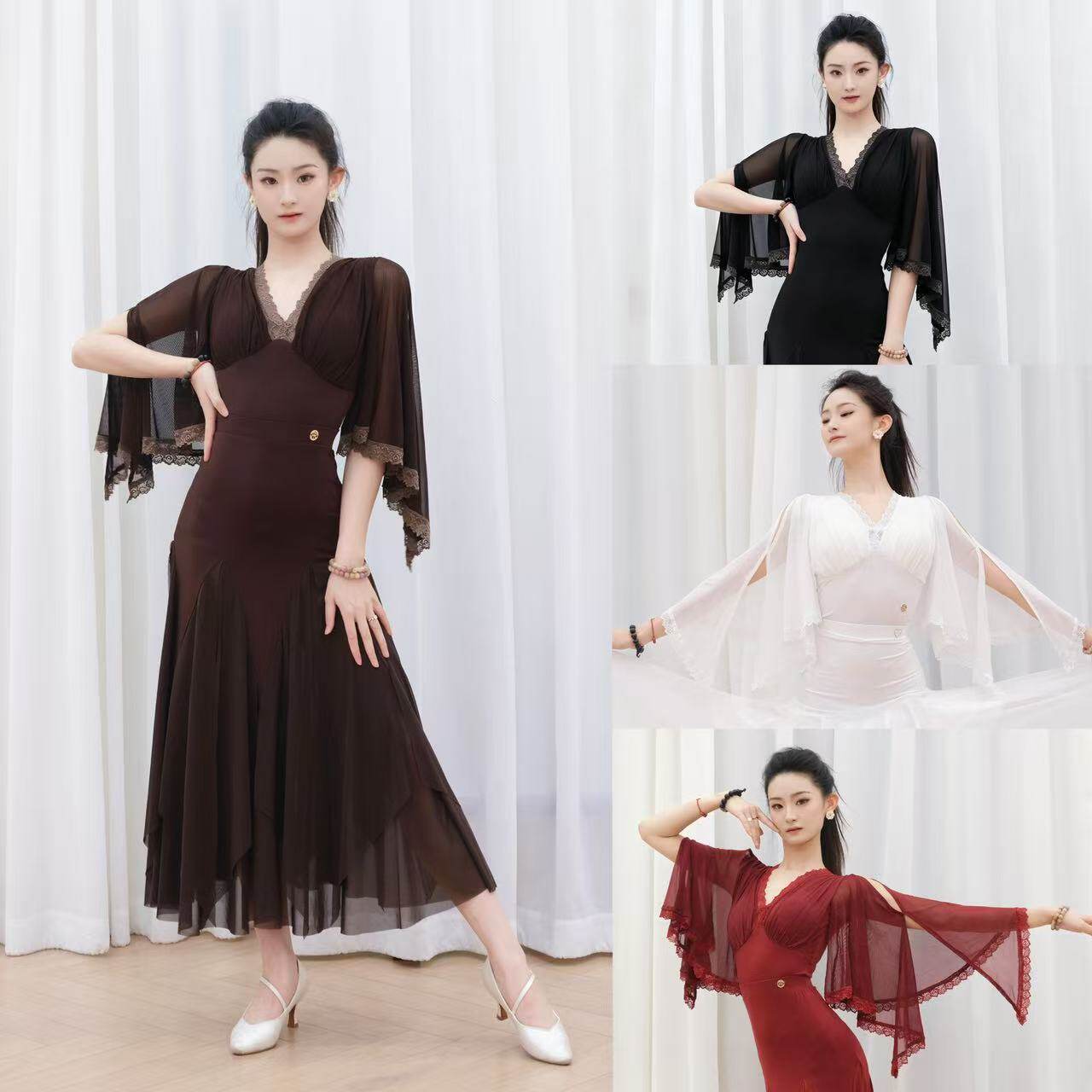 Fairy舞服新款摩登舞上衣蕾丝设计感气质显瘦连体衣女