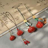 玄同 吊坠国风香薰挂饰 朱砂莲花挂件好运莲升香囊挂饰抖音同款