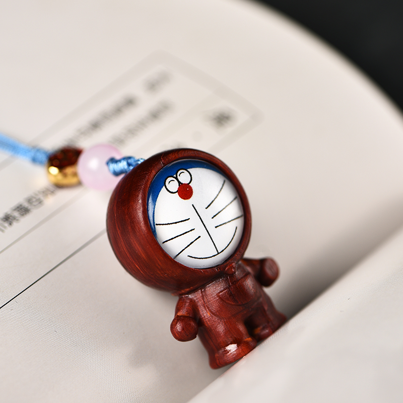 哆啦A梦犀角木雕机器猫挂件玩偶